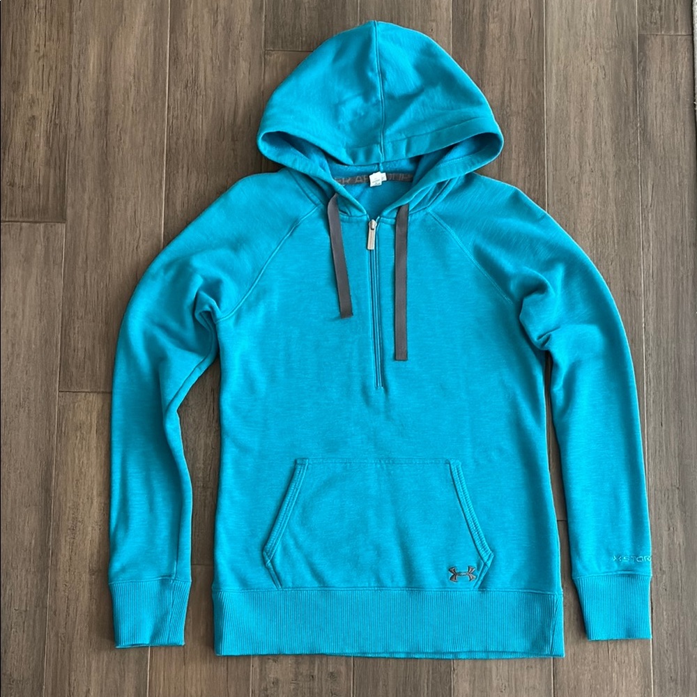 Under Armour cold gear hooded 1/4 zip sweatshirt.